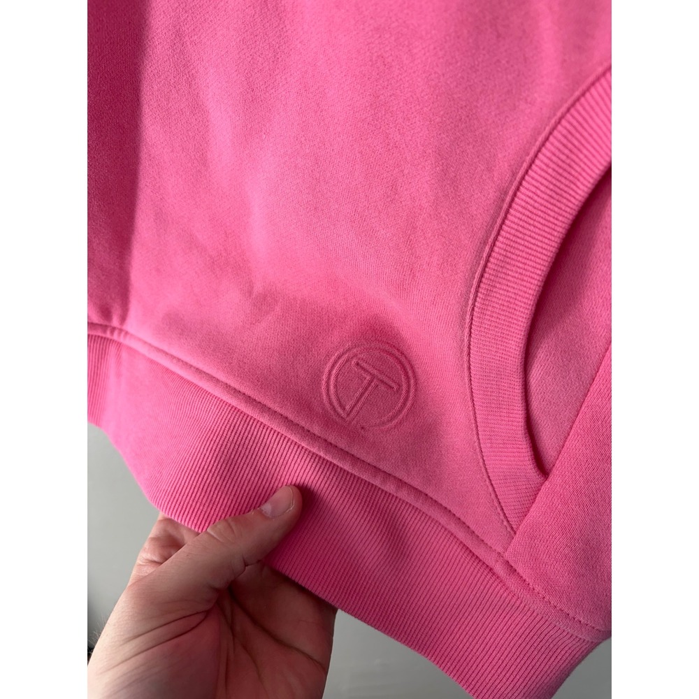 T by Talbots Pink Crewneck Sweatshirt Raglan Sleeve Pocket Petite Small NWT - Picture 2 of 5